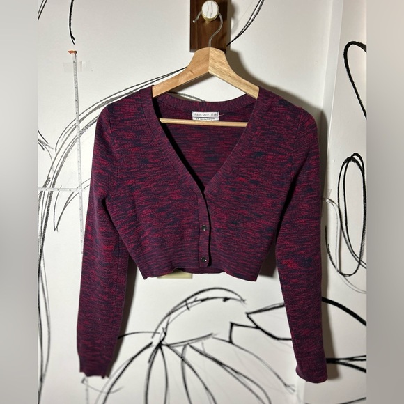 Urban Outfitters Sweaters - Urban Outfitters Maroon with Blue Cropped Cardigan Sweater, Women’s Small